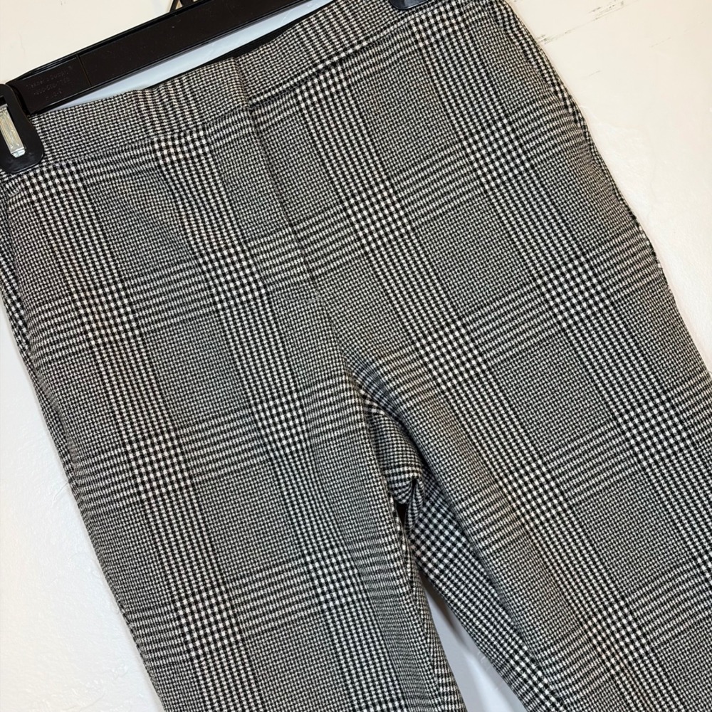 Zara Womens Small Black White Glen Plaid High‎ Rise Cropped Trousers Pants